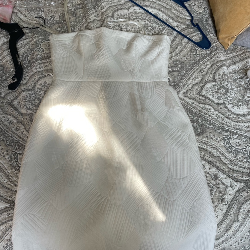 BCBG White Strapless Dress for graduation or wedding